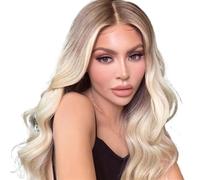 Fashion ladies blonde gradient wig center parted long curly hair head set