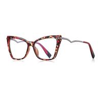 Fashion Ladies Cat Eye Frame Metal Temple Literary Glasses(4)
