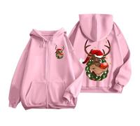 Fashion Ladies Hoodies Comfortable Plus Sizes Sweatshirt Top Jumper Jacket Pullover Long Sleeve Activewear With Pockets Womens Fleece Hooded Uni-Sex Plain Loose Pink