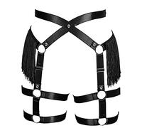 Fashion Lady Body Harness Punk Gothic Tassel Garter Belts Leg Strap Full Cage Halloween Rave Photography Dance, Black, One Size