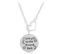 Fashion Lady I Love You to The Moon and Back Hollow Heart Love Pendant Necklace .Durability