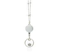 Fashion Lanyard Badge Holder Neck Strap Stainless Steel Chain Necklace and Metal Retractable Reel, Ideal for Keys and Travel/Bus Access Cards by LanyardsTomorrow (Silver) Single 1pc