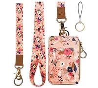 Fashion Lanyard Wallet with ID Case - Women's Pink Floral