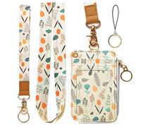 Fashion Lanyard Wallet with Zip ID Case - Badge Holder for Women - Light Yellow Gray