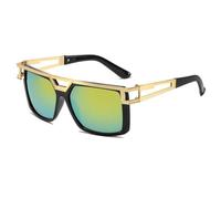 Fashion Large Metal Frame Double Beam Windproof Sunglasses Black Gold Mercury 145*151*51mm