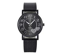 Fashion Latest Lady The Top Belt Watch Fashion Wild Mesh Ladies Creative Women's Watch Easy to Read Watches for Women (Black, One Size)