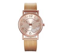 Fashion Latest Lady The Top Belt Watch Fashion Wild Mesh Ladies Creative Women's Watch Two Tone Dresses for Women (Rose Gold, One Size)