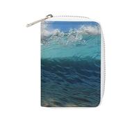 Fashion Leather Blue Ocean Sea Wavy Seascape Printed Card Holder, Large Capacity Card Holder Small And Convenient Easily Put Into Pockets, Carry-on Bags, Backpacks, Etc. Meet Your Convenient Storage N