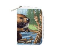 Fashion Leather Busy Beaver Cartoon Printed Card Holder, Large Capacity Card Holder Small And Convenient Easily Put Into Pockets, Carry-on Bags, Backpacks, Etc. Meet Your Convenient Storage Needs