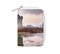Fashion Leather Castle Near Lake Stones Printed Card Holder, Large Capacity Card Holder Small And Convenient Easily Put Into Pockets, Carry-on Bags, Backpacks, Etc. Meet Your Convenient Storage Needs