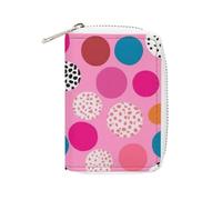 Fashion Leather Crazy Pink Polka Dots Printed Card Holder, Large Capacity Card Holder Small And Convenient Easily Put Into Pockets, Carry-on Bags, Backpacks, Etc. Meet Your Convenient Storage Needs