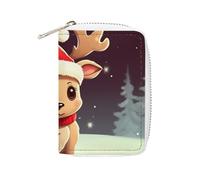Fashion Leather Cute Christmas Reindeer1 Printed Card Holder, Large Capacity Card Holder Small And Convenient Easily Put Into Pockets, Carry-on Bags, Backpacks, Etc. Meet Your Convenient Storage Needs