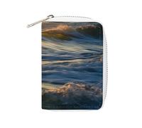 Fashion Leather Dawn Ocean Waves Printed Card Holder, Large Capacity Card Holder Small And Convenient Easily Put Into Pockets, Carry-on Bags, Backpacks, Etc. Meet Your Convenient Storage Needs