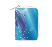 Fashion Leather Dolphins in Love Printed Card Holder, Large Capacity Card Holder Small And Convenient Easily Put Into Pockets, Carry-on Bags, Backpacks, Etc. Meet Your Convenient Storage Needs