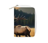 Fashion Leather Elk in The Meadow Printed Card Holder, Large Capacity Card Holder Small And Convenient Easily Put Into Pockets, Carry-on Bags, Backpacks, Etc. Meet Your Convenient Storage Needs