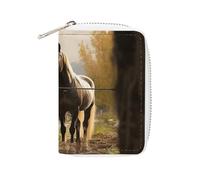 Fashion Leather Fence And Horse Printed Card Holder, Large Capacity Card Holder Small And Convenient Easily Put Into Pockets, Carry-on Bags, Backpacks, Etc. Meet Your Convenient Storage Needs