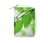 Fashion Leather Green And White Leaf Printed Card Holder, Large Capacity Card Holder Small And Convenient Easily Put Into Pockets, Carry-on Bags, Backpacks, Etc. Meet Your Convenient Storage Needs
