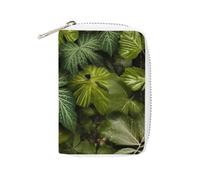 Fashion Leather Green Leaves And Plants Printed Card Holder, Large Capacity Card Holder Small And Convenient Easily Put Into Pockets, Carry-on Bags, Backpacks, Etc. Meet Your Convenient Storage Needs