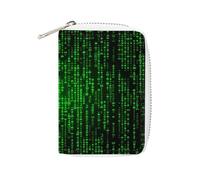 Fashion Leather Green Number Binary Printed Card Holder, Large Capacity Card Holder Small And Convenient Easily Put Into Pockets, Carry-on Bags, Backpacks, Etc. Meet Your Convenient Storage Needs