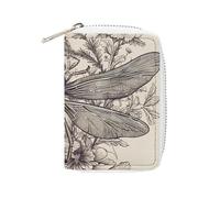 Fashion Leather Hand Drawn Floral Dragonfly Printed Card Holder, Large Capacity Card Holder Small And Convenient Easily Put Into Pockets, Carry-on Bags, Backpacks, Etc. Meet Your Convenient Storage Ne