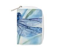 Fashion Leather Hand Painted Blue Dragonfly Printed Card Holder, Large Capacity Card Holder Small And Convenient Easily Put Into Pockets, Carry-on Bags, Backpacks, Etc. Meet Your Convenient Storage Ne