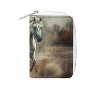 Fashion Leather Horse Running in Field Printed Card Holder, Large Capacity Card Holder Small And Convenient Easily Put Into Pockets, Carry-on Bags, Backpacks, Etc. Meet Your Convenient Storage Needs