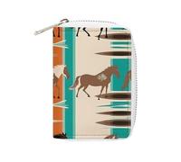 Fashion Leather Horse Stripes Pattern Printed Card Holder, Large Capacity Card Holder Small And Convenient Easily Put Into Pockets, Carry-on Bags, Backpacks, Etc. Meet Your Convenient Storage Needs