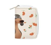 Fashion Leather I Love My Dog Dachshunds Printed Card Holder, Large Capacity Card Holder Small And Convenient Easily Put Into Pockets, Carry-on Bags, Backpacks, Etc. Meet Your Convenient Storage Needs