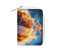 Fashion Leather Ice And Fire Volleyball Printed Card Holder, Large Capacity Card Holder Small And Convenient Easily Put Into Pockets, Carry-on Bags, Backpacks, Etc. Meet Your Convenient Storage Needs