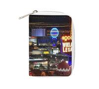 Fashion Leather Las Vegas Night City Printed Card Holder, Large Capacity Card Holder Small And Convenient Easily Put Into Pockets, Carry-on Bags, Backpacks, Etc. Meet Your Convenient Storage Needs
