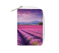 Fashion Leather Lavender Fields Printed Card Holder, Large Capacity Card Holder Small And Convenient Easily Put Into Pockets, Carry-on Bags, Backpacks, Etc. Meet Your Convenient Storage Needs