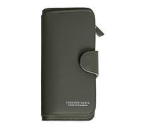 Fashion Leather Long Solid Colour Zip Purse Multi Card ID Bag Ladies Purse Clutch Bag Field Notes Wallet (Green, One Size)