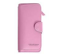 Fashion Leather Long Solid Colour Zip Purse Multi Card ID Bag Ladies Purse Clutch Bag Field Notes Wallet (Rose Gold, One Size)