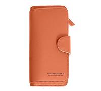 Fashion Leather Long Solid Colour Zip Purse Multi Card ID Bag Ladies Purse Clutch Bag Field Notes Wallet (Brown, One Size)