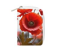 Fashion Leather Poppy Flowers Vivid Petals1 Printed Card Holder, Large Capacity Card Holder Small And Convenient Easily Put Into Pockets, Carry-on Bags, Backpacks, Etc. Meet Your Convenient Storage Ne