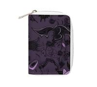 Fashion Leather Purple Black Goth Spooky Printed Card Holder, Large Capacity Card Holder Small And Convenient Easily Put Into Pockets, Carry-on Bags, Backpacks, Etc. Meet Your Convenient Storage Needs