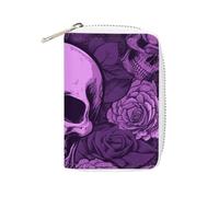 Fashion Leather Purple Skulls And Roses Printed Card Holder, Large Capacity Card Holder Small And Convenient Easily Put Into Pockets, Carry-on Bags, Backpacks, Etc. Meet Your Convenient Storage Needs