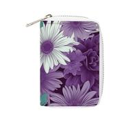 Fashion Leather Purple White Floral Printed Card Holder, Large Capacity Card Holder Small And Convenient Easily Put Into Pockets, Carry-on Bags, Backpacks, Etc. Meet Your Convenient Storage Needs