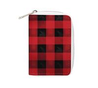 Fashion Leather Red Black Buffalo Check Plaid Pattern Printed Card Holder, Large Capacity Card Holder Small And Convenient Easily Put Into Pockets, Carry-on Bags, Backpacks, Etc. Meet Your Convenient