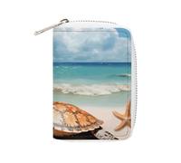 Fashion Leather Sea Turtle Starfish1 Printed Card Holder, Large Capacity Card Holder Small And Convenient Easily Put Into Pockets, Carry-on Bags, Backpacks, Etc. Meet Your Convenient Storage Needs