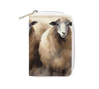 Fashion Leather Sheeps Watercolor Printed Card Holder, Large Capacity Card Holder Small And Convenient Easily Put Into Pockets, Carry-on Bags, Backpacks, Etc. Meet Your Convenient Storage Needs