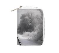 Fashion Leather Snowy Train Tracks Printed Card Holder, Large Capacity Card Holder Small And Convenient Easily Put Into Pockets, Carry-on Bags, Backpacks, Etc. Meet Your Convenient Storage Needs