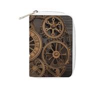 Fashion Leather Steampunk Gears Clock Printed Card Holder, Large Capacity Card Holder Small And Convenient Easily Put Into Pockets, Carry-on Bags, Backpacks, Etc. Meet Your Convenient Storage Needs