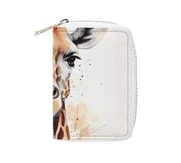 Fashion Leather Stylish Animal Watercolor Giraffe Printed Card Holder, Large Capacity Card Holder Small And Convenient Easily Put Into Pockets, Carry-on Bags, Backpacks, Etc. Meet Your Convenient Stor