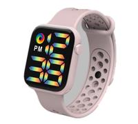 Fashion LED Watches Men and Women Airtight Strings Rainbow Cool Square Digital Display Large Screen Electronic Student Watch for Leisure, Cherry Flower Powder, Strap