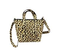 Fashion Leopard Faux Leather Shopper Shoulder Bag Tote Bag Leo Motif, Model A Beige, L