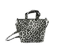 Fashion Leopard Faux Leather Shopper Shoulder Bag Tote Bag Leo Motif, Model A Black, L