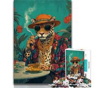 Fashion Leopard Jigsaws 1000 Pieces for Teenagers,Staycation Kill Time Every Piece Is Unique - Challenging Family Fun Game (50x75cm)