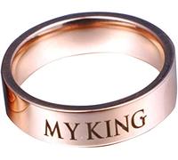 Fashion Letters Charm Couple Ring my king my queen Wedding Band Jewelry Gift,Vintage Finger Rings Stackable Wedding Band Durability