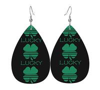 Fashion Lightweight Tear DropDangle Earrings Lucky Clover Saint Patrick Day Leather Earrings For Women